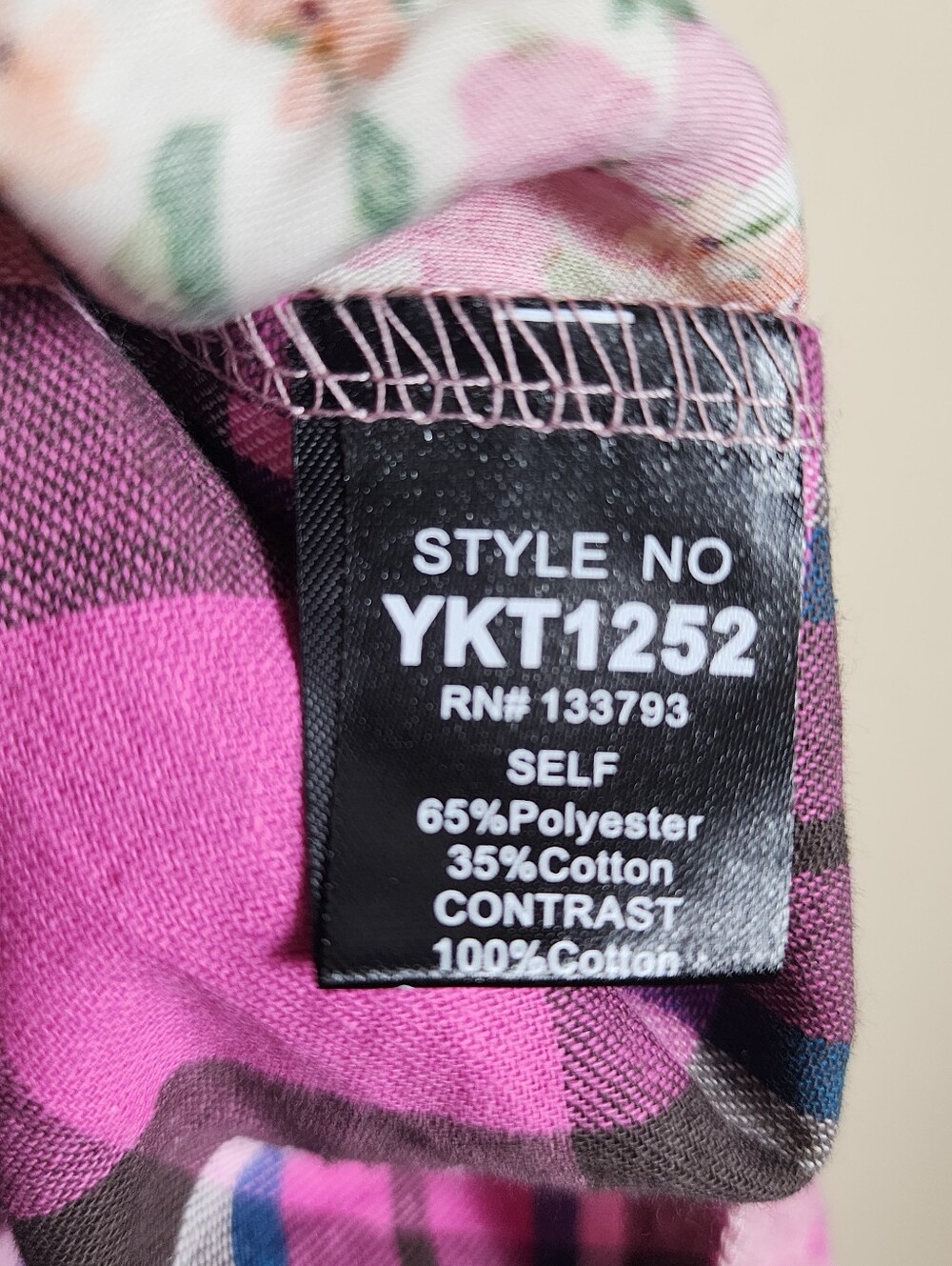 POL Pink Floral Plaid Patchwork Zip Hoodie Medium - Picture 8 of 9